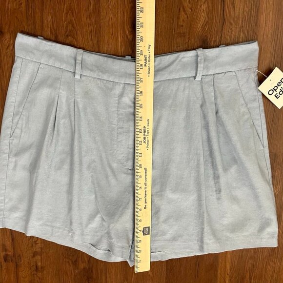 Open Edit Linen Blend Light Blue Pleated Shorts | Size 16 | NWT - Picture 6 of 6